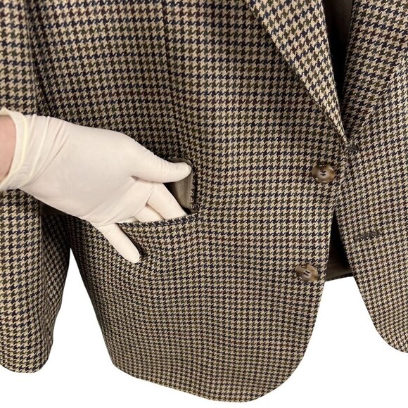 Oscar De La Renta Mens 43R Houndstooth Wool Blazer Jacket Sportcoat Timeless - Picture 7 of 16